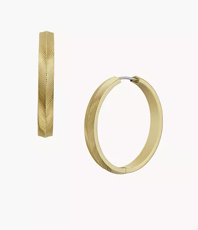 Fossil Creolen-Ohrringe Harlow Linear Texture Edelstahl goldfarben