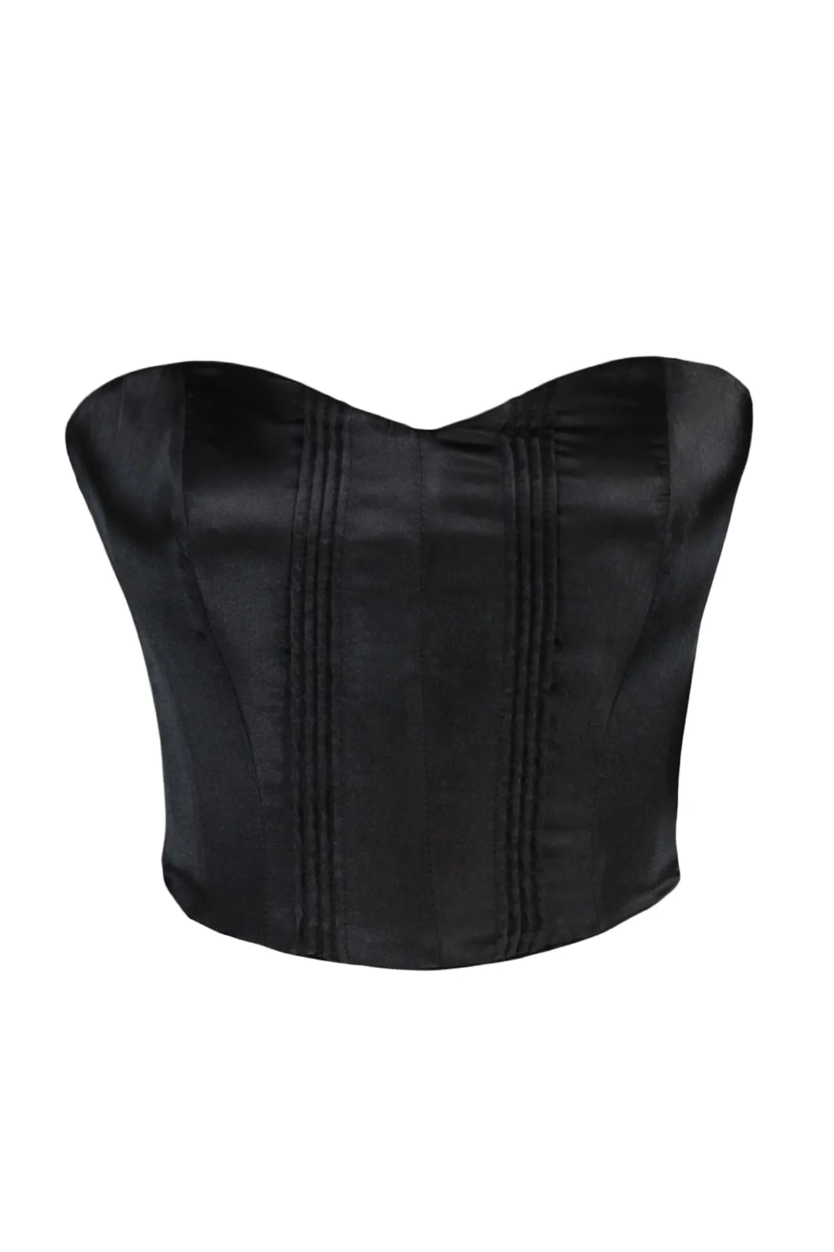 Trendyol Collection  Schwarzes, bauchfreies, gefüttertes Bustier aus Webstoff TPRSS22BS0069