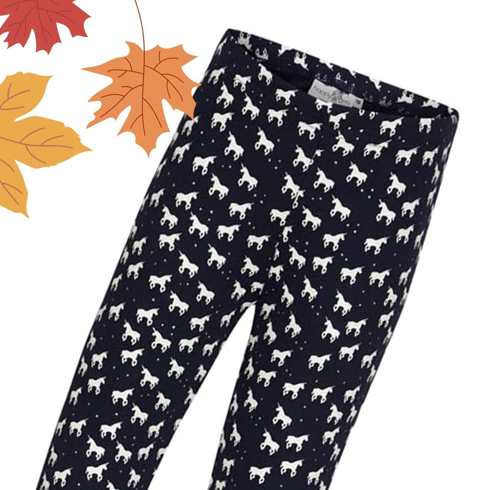 happy girls Sweathose Happy Girls Thermo Leggings Navy Einhorn Kinder Thermo Mädchen Leggings mit Glitzer Einhorn Print,dunkelblau,innen gefüttert
