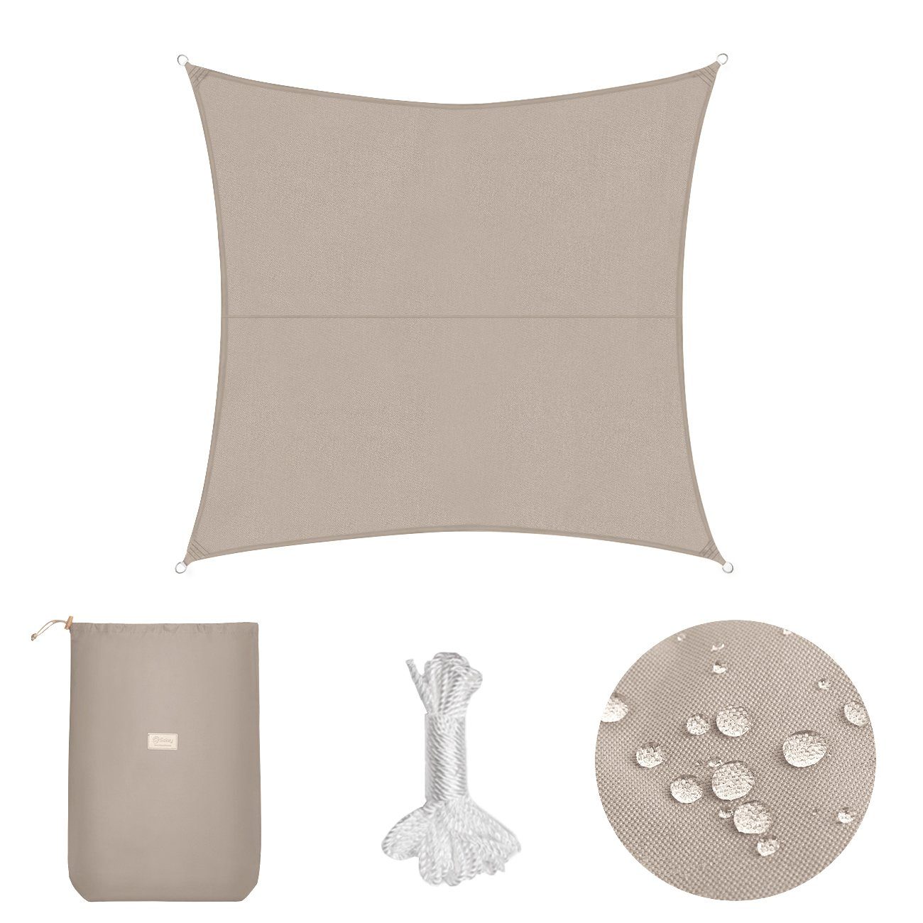 Sekey Sonnensegel Sonnensegel mit Kit PES Sonnenschutzsegel Wasserdicht