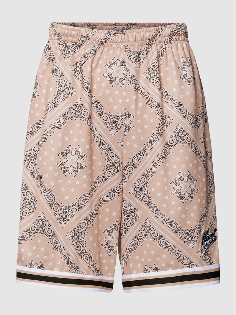 Bermudas mit Allover-Muster Modell 'Varsity' in beige