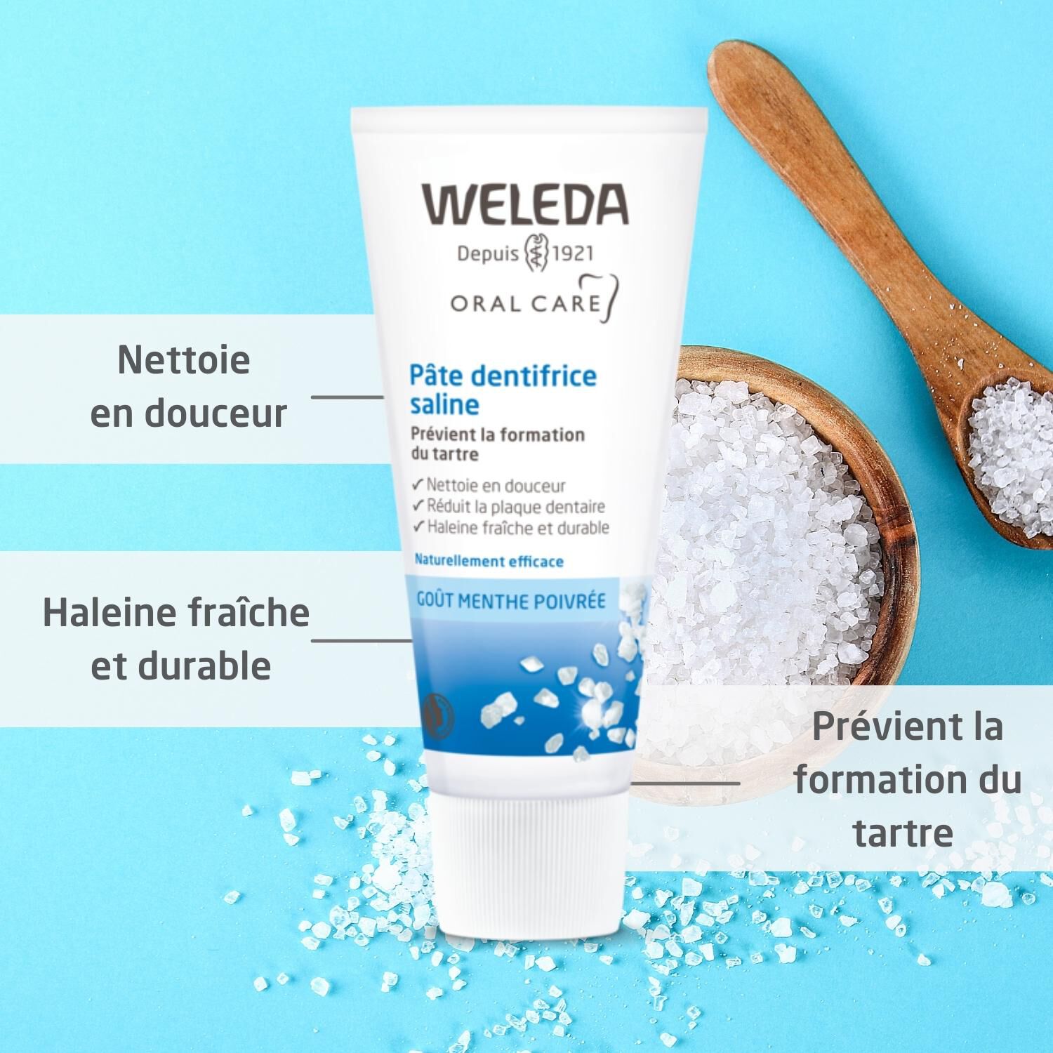 Weleda Menthe Poivrée Pâte Dentifrice Saline - Formule Naturelle Contre le Tartre - 75 ml