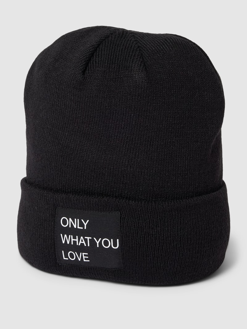 Beanie mit Statement-Patch Modell 'MADISON' in schwarz