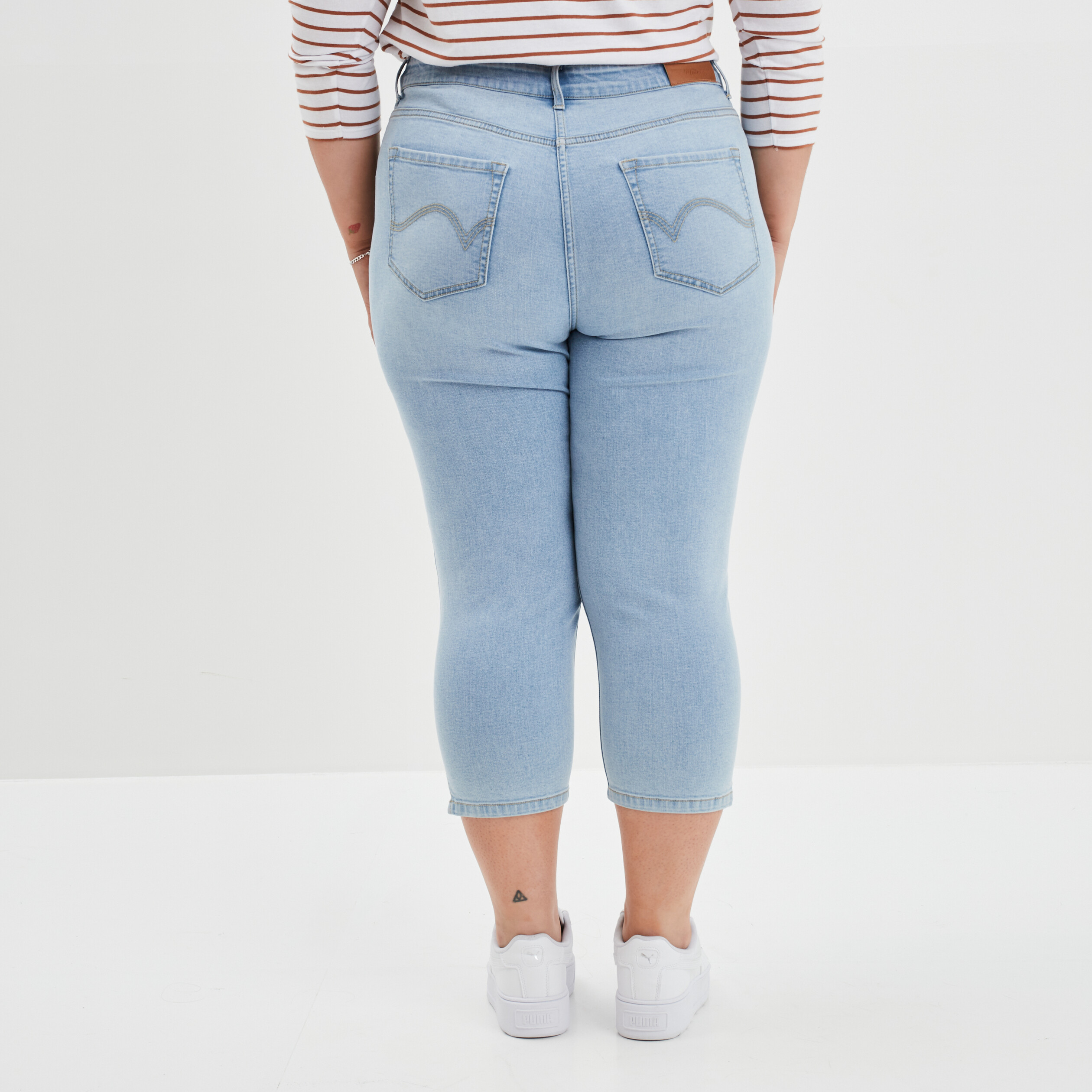 Jeans slim taille haute 7 8ème Modavista denim stone femme grande taille | La Halle