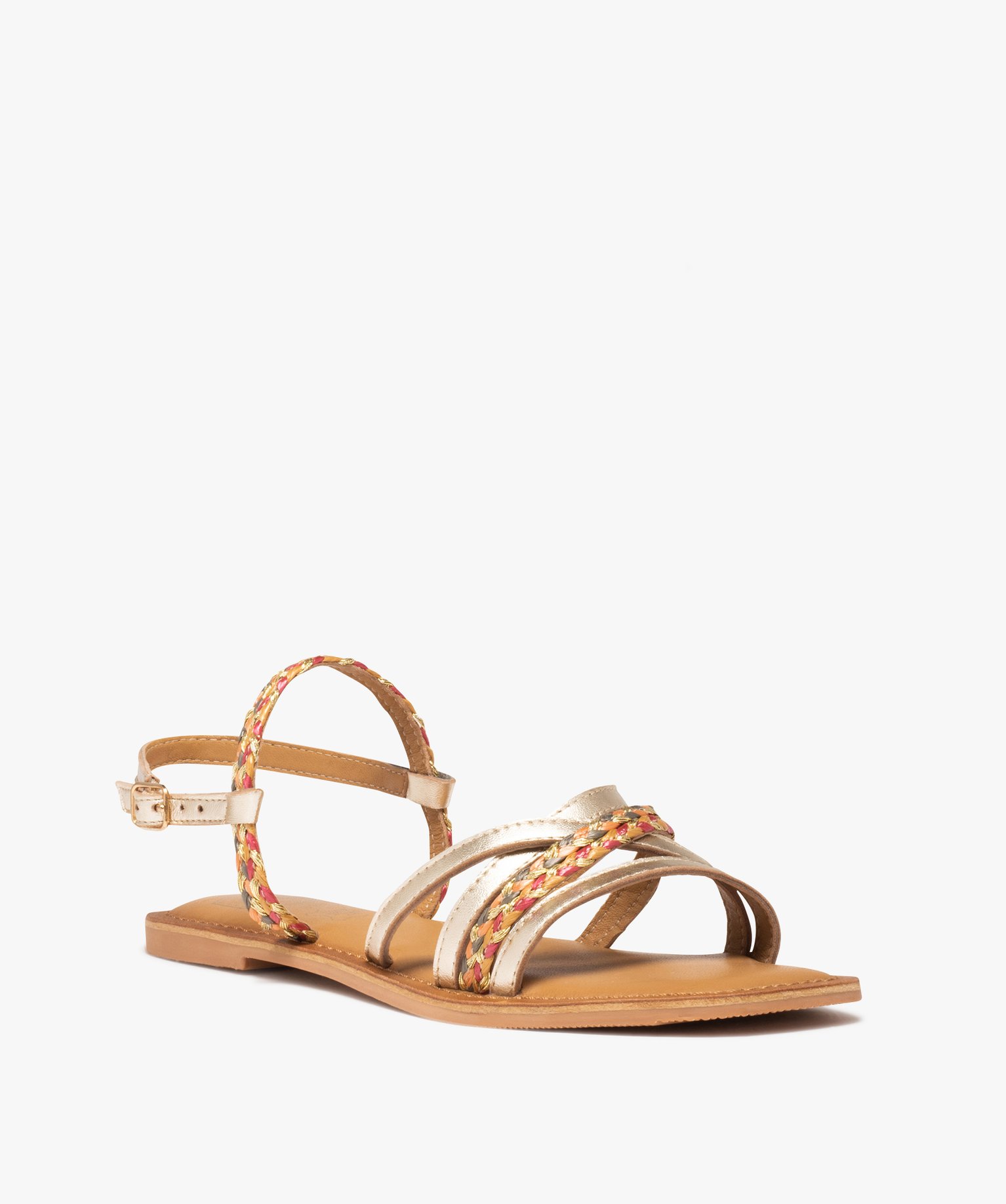 Sandales femme à brides métallisées en cuir - Tanéo or | GEMO