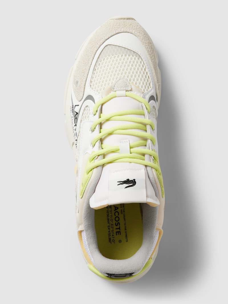 Sneaker aus Leder-Mix mit Kontrastbesatz in offwhite