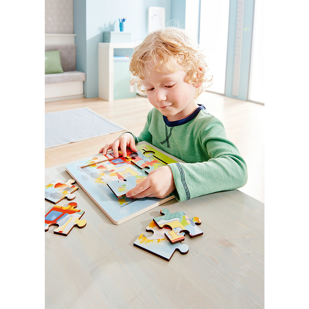 HABA 303770 Holzrahmen-Puzzle 9 Teile - Feuerwehr