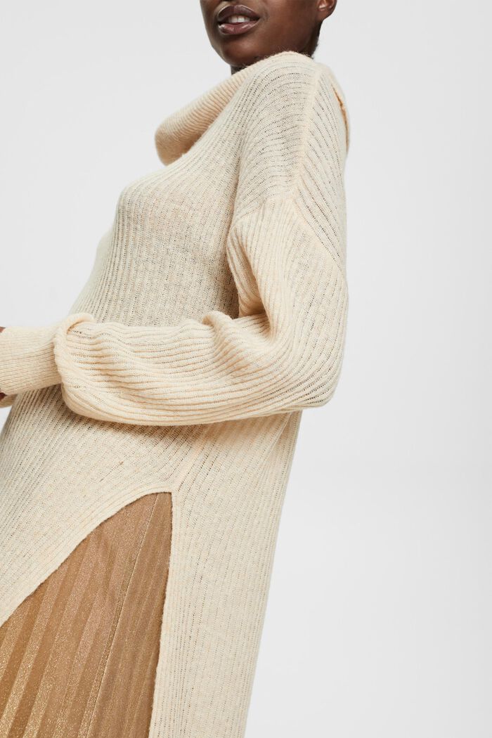 Langer Turtleneck-Pulli aus Wollmix