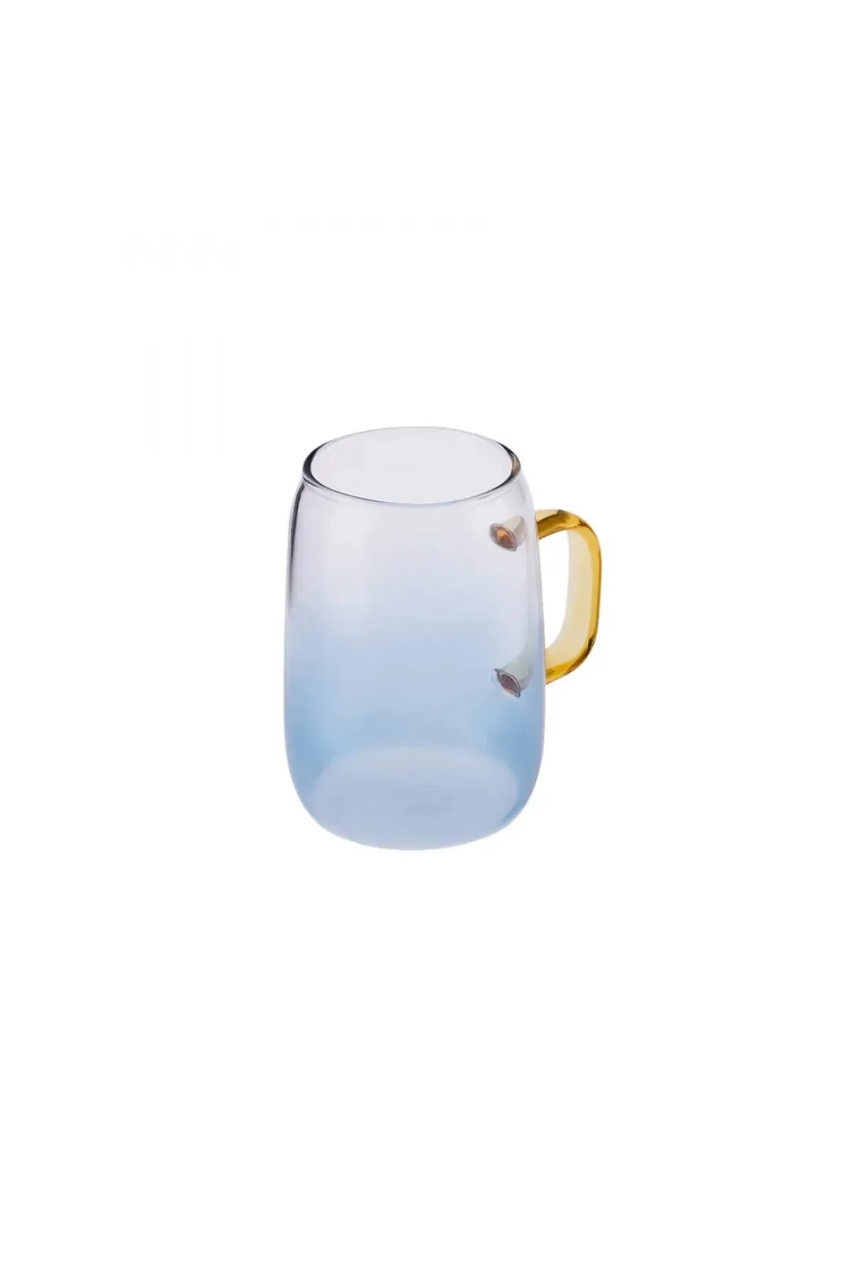 Karaca  Boli Borasilicate Becher mit gelbem Griff, 300 ml - Hochwertiger Glasbecher für stilvollen Te