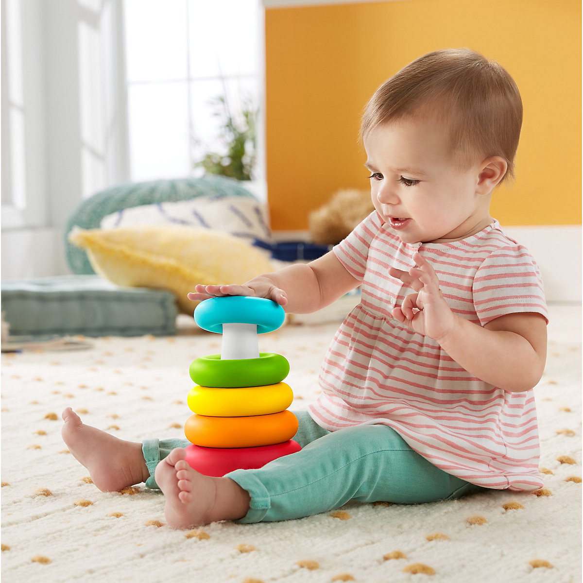 Fisher-Price Eco Farbring Pyramide, Stapelspiel, 100% Bio-Kunststoff