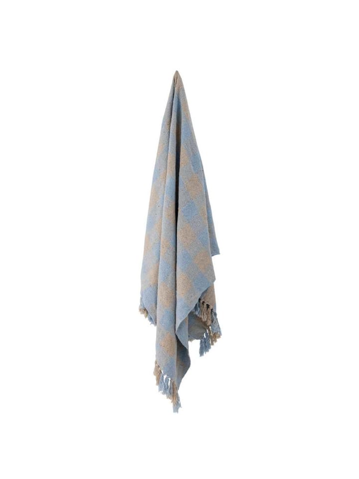 Bloomingville Decke LARGS Hellblau Karo Muster 160x130 cm günstig kaufen onesize