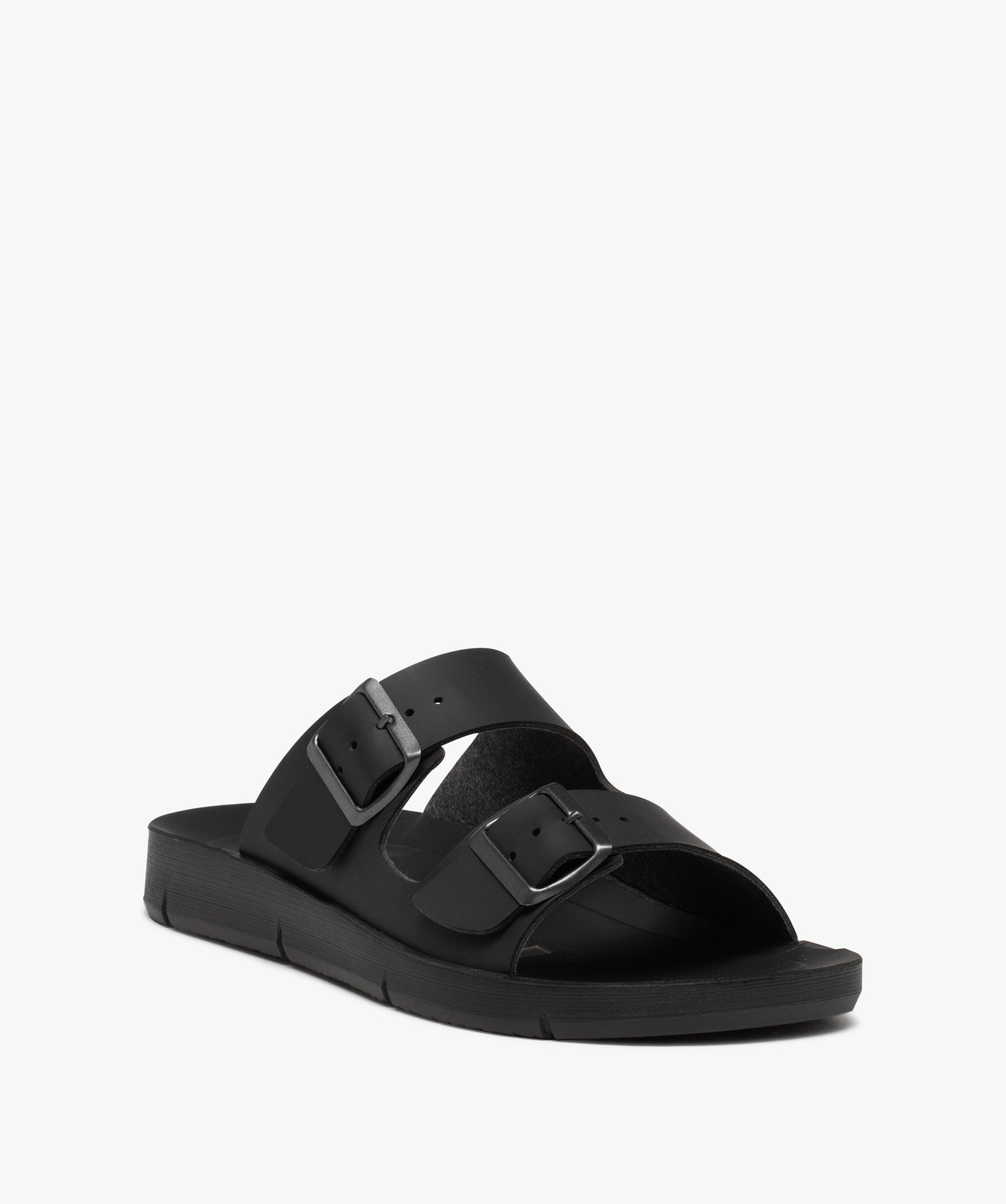 Mules homme confort unies à brides ajustables noir | GEMO