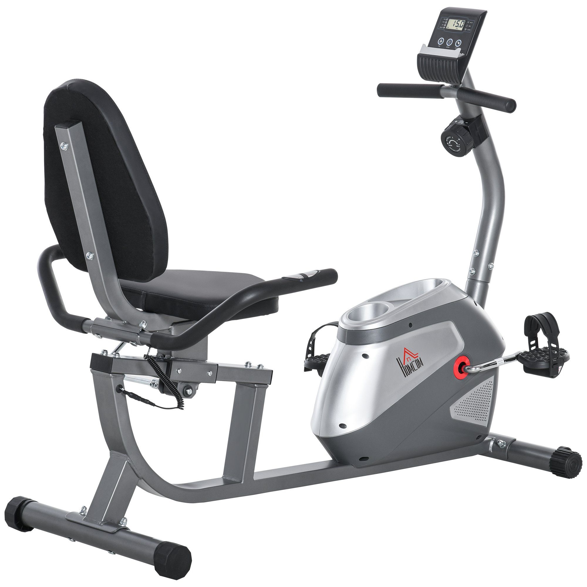 HOMCOM Heimtrainer mit LCD-Anzeige 8 stufig einstellbarem Magnetwiderstand Metall ABS (1-tlg., Nutzergewicht bis 110 kg), 121.5-136L x 62.5B x 98 H cm