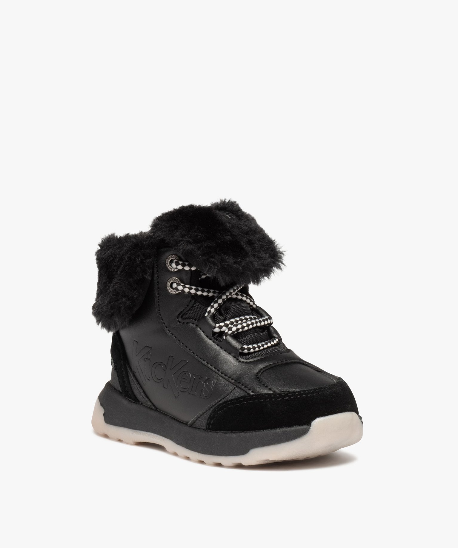 Boots fille unies imperméables à col fourré retourné - K... noir | GEMO