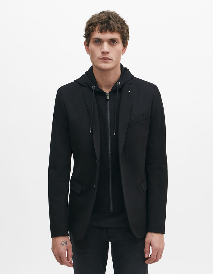 Veste noire Interlock à parementure amovible Homme