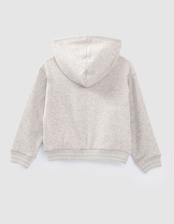 Cardigan zippé gris à capuche et badge chat fille