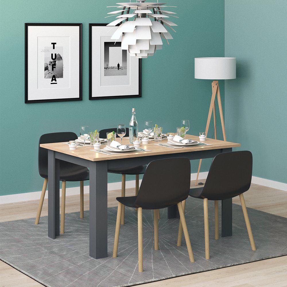 Vicco Esstisch Esszimmertisch Küchentisch KARLOS 140cm Anthrazit / Goldkraft
