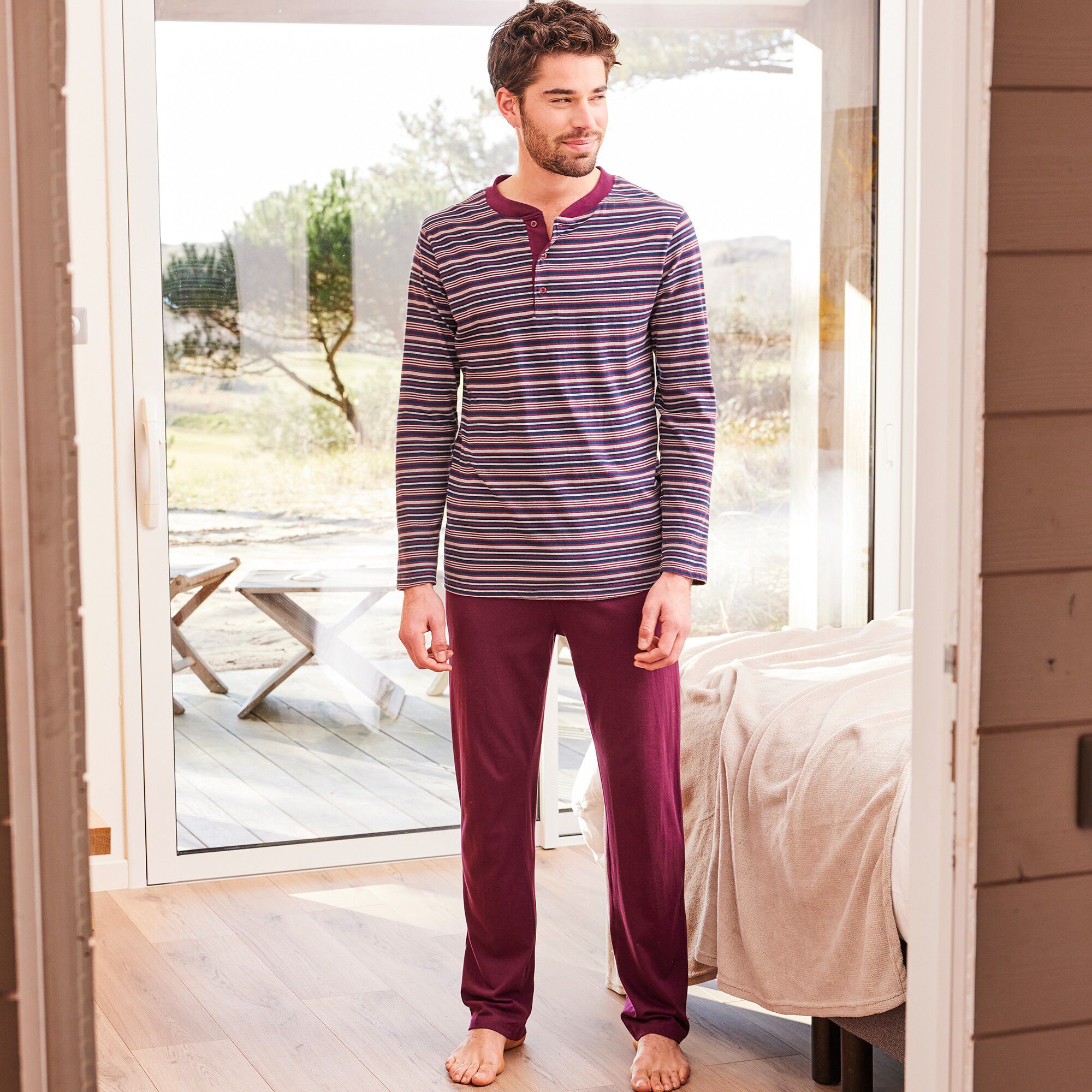 Pyjama rayé col tunisien