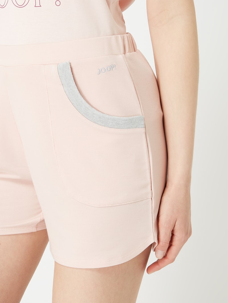 Pyjama-Hose mit Logo-Stickerei in hellrosa
