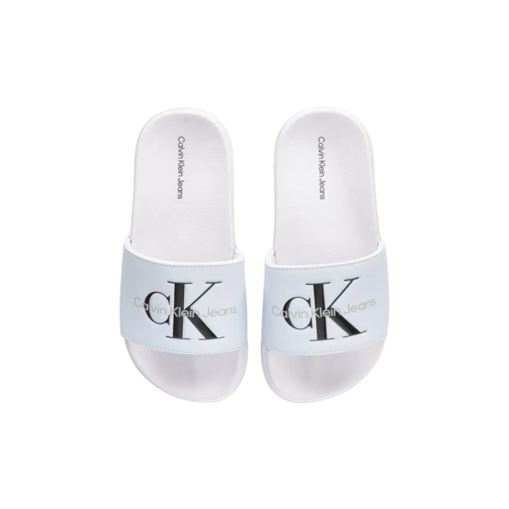 Calvin Klein Logo Print Pool Badesandalen V3B0-80160-1172100 / weiss