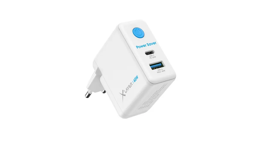 XLayer 65W Power Saver duales Ladegerät mit Strom-Stopp-Funktion White