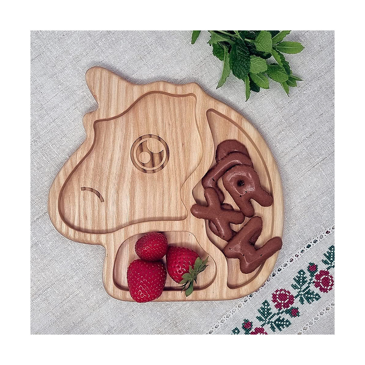 Kinder Holzteller My Unicorn aus naturbelassenem Eschenholz