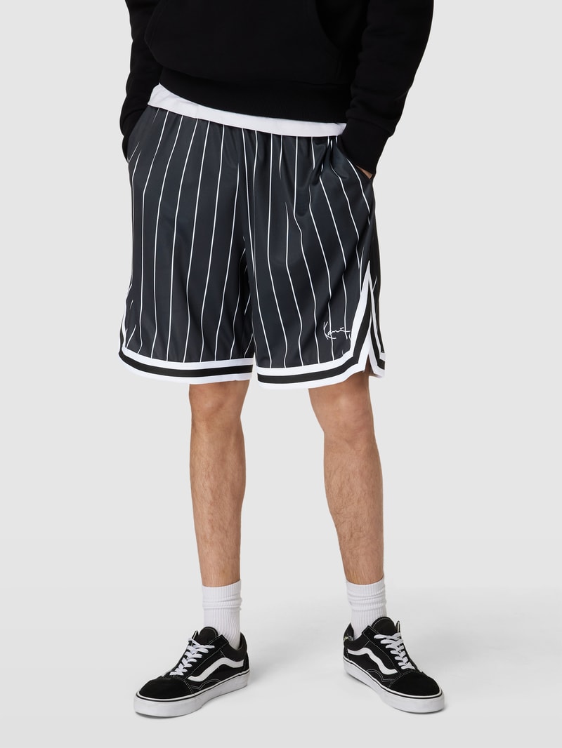 Sweatshorts mit Streifenmuster Modell 'Pipe' in black