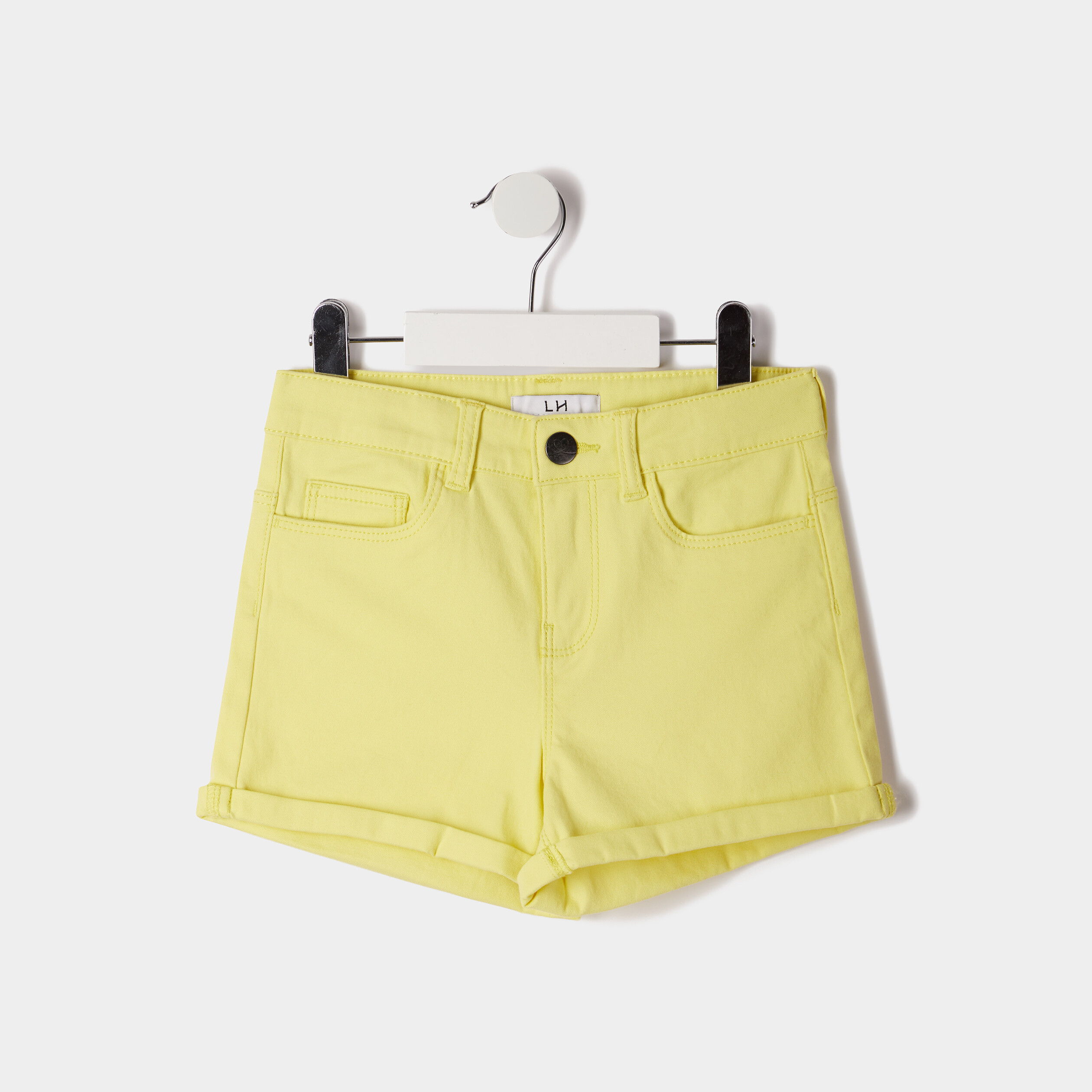 Short ajusté en twill jaune citron fille | La Halle