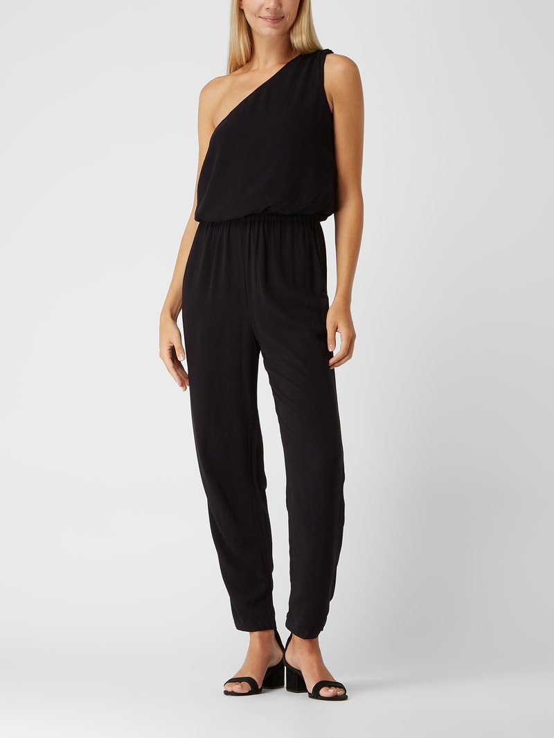One-Shoulder-Jumpsuit aus Rayon in schwarz