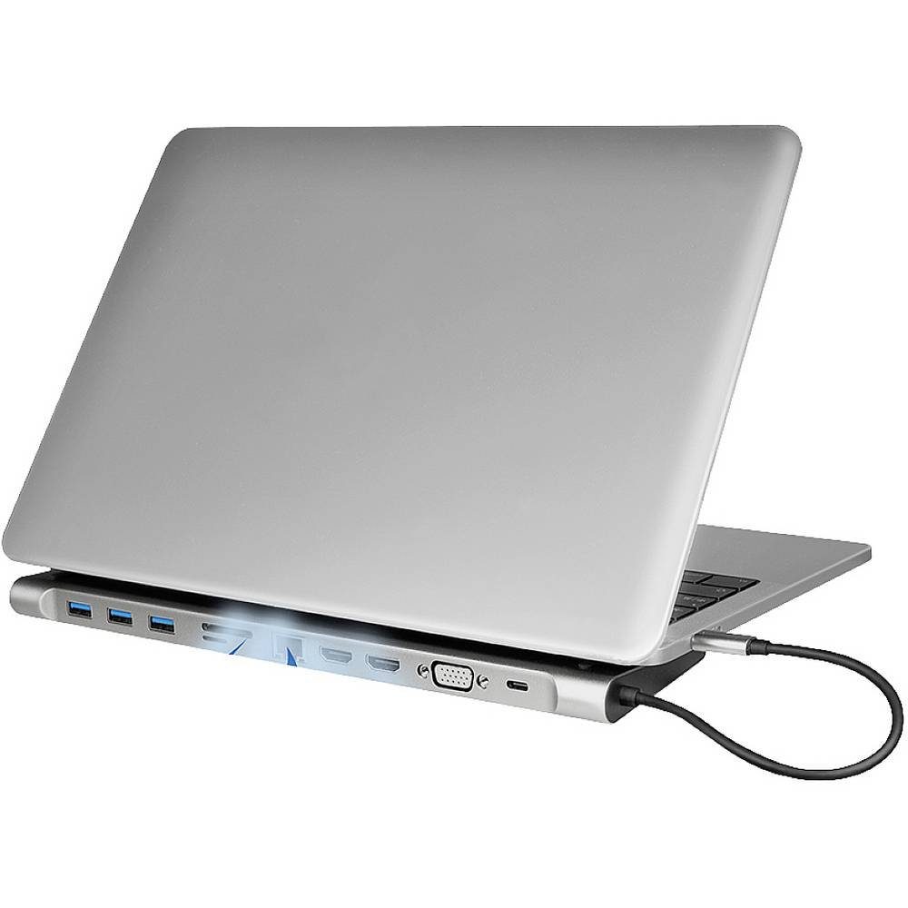 LogiLink Laptop-Dockingstation USB 3.2 (Gen 1) Docking Station, 11-Port, m/PD, USB-C® Power Delivery, integrierter Kartenleser