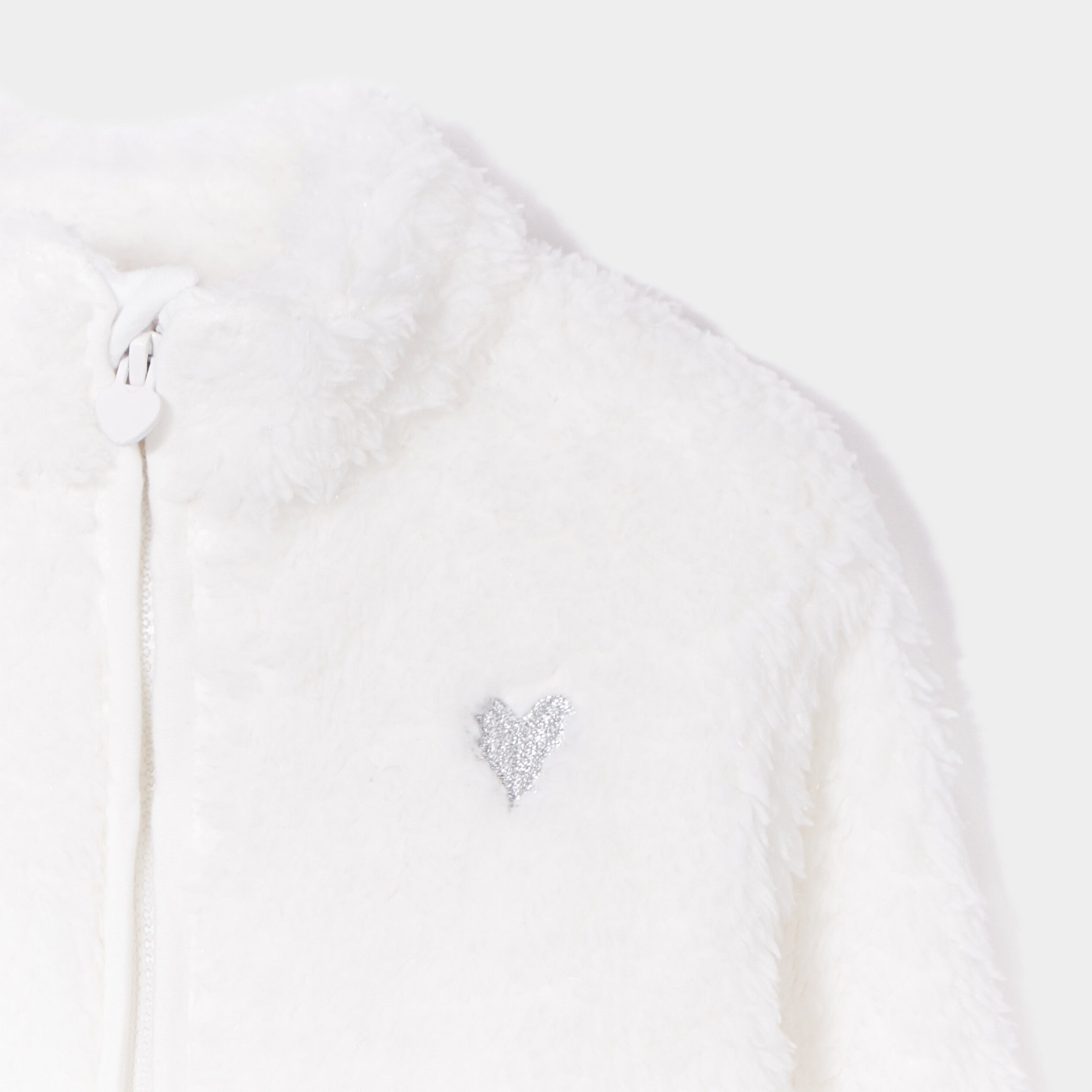 Gilet zippé imitation laine de mouton blanc bébé fille | La Halle