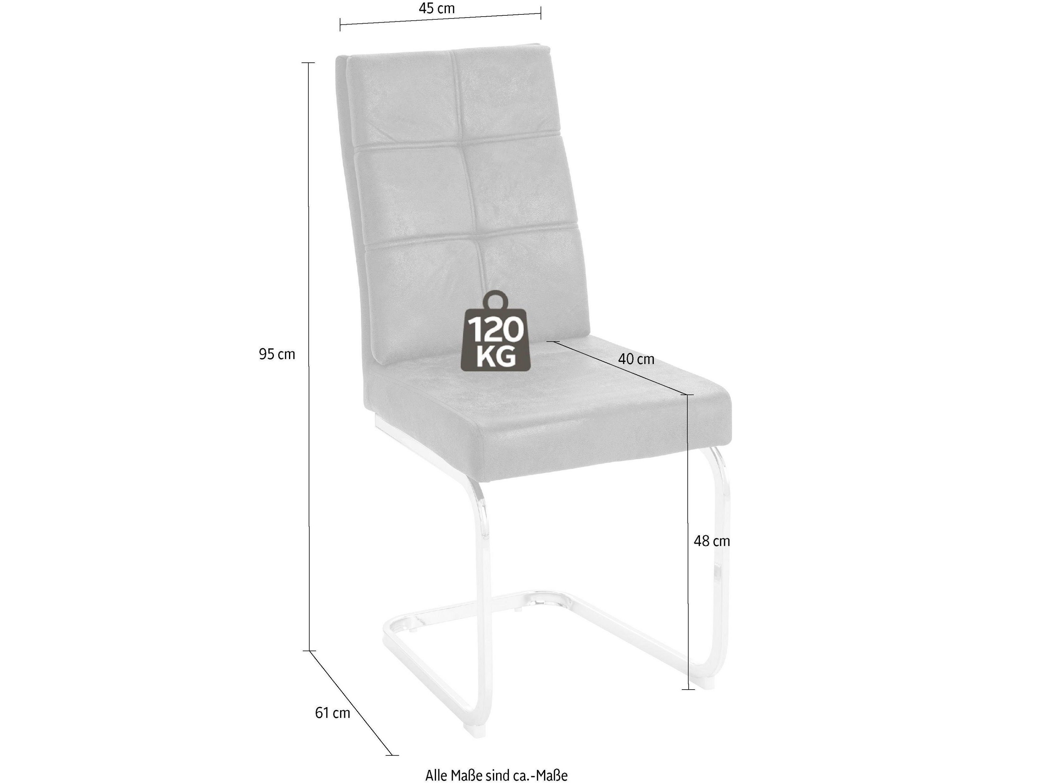 loft24 Freischwinger Lagona (2er-Set), Chromgestell aus Metall, Esszimmerstuhl Polsterstuhl