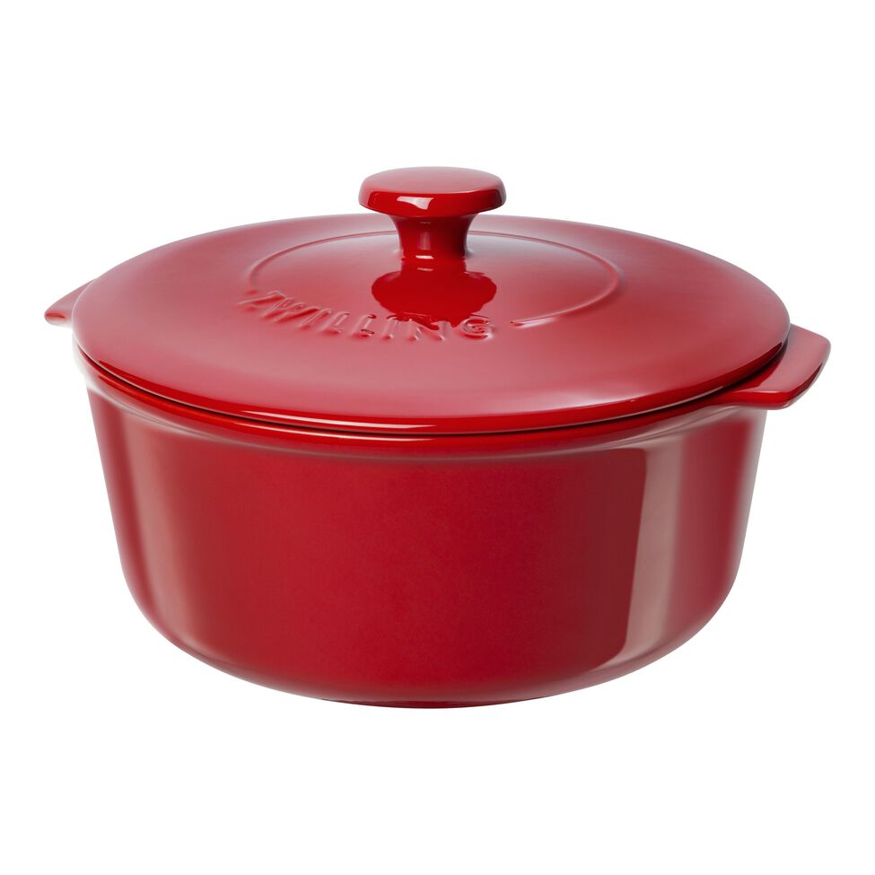 Cocotte 24 cm, rund, Rot, Keramik
