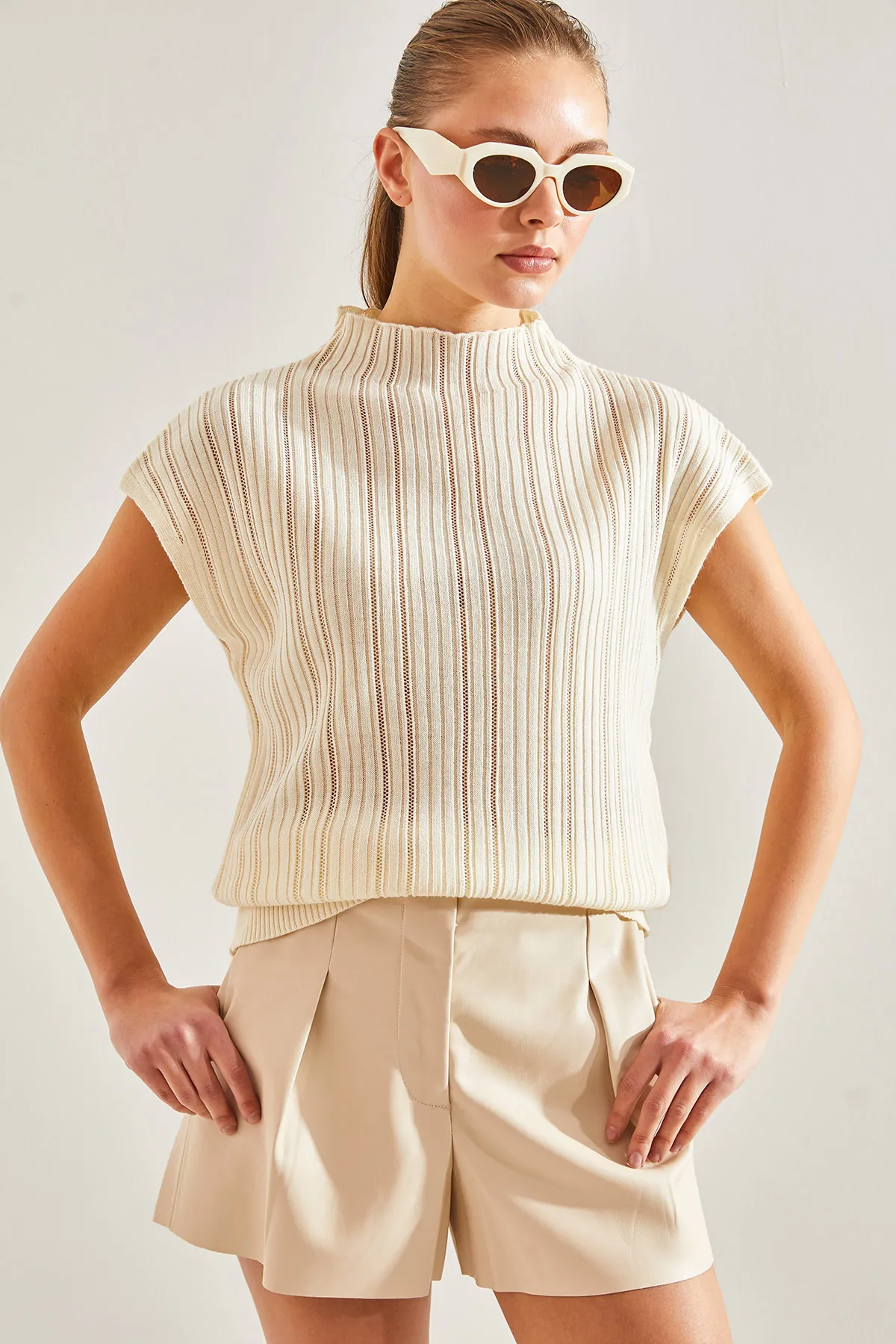 Bianco Lucci  Geformte Strickbluse für Damen20246046