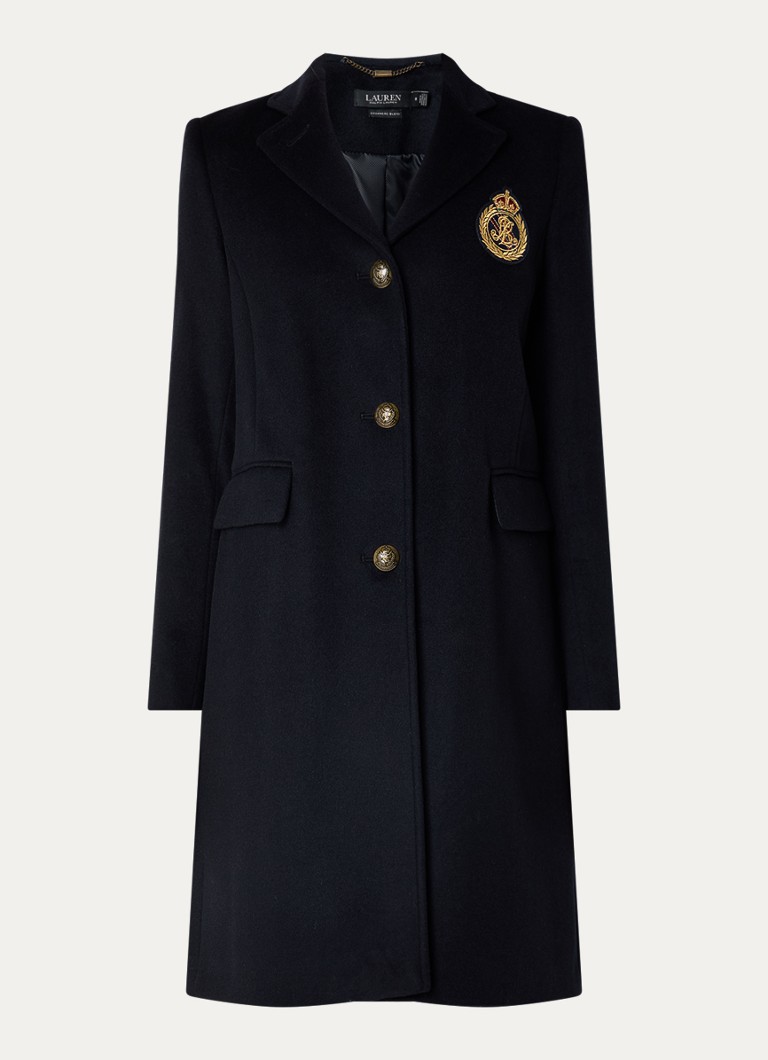 Ralph Lauren kašmira maisījuma mētelis ar vārstu kabatām un logotipa izšuvumu