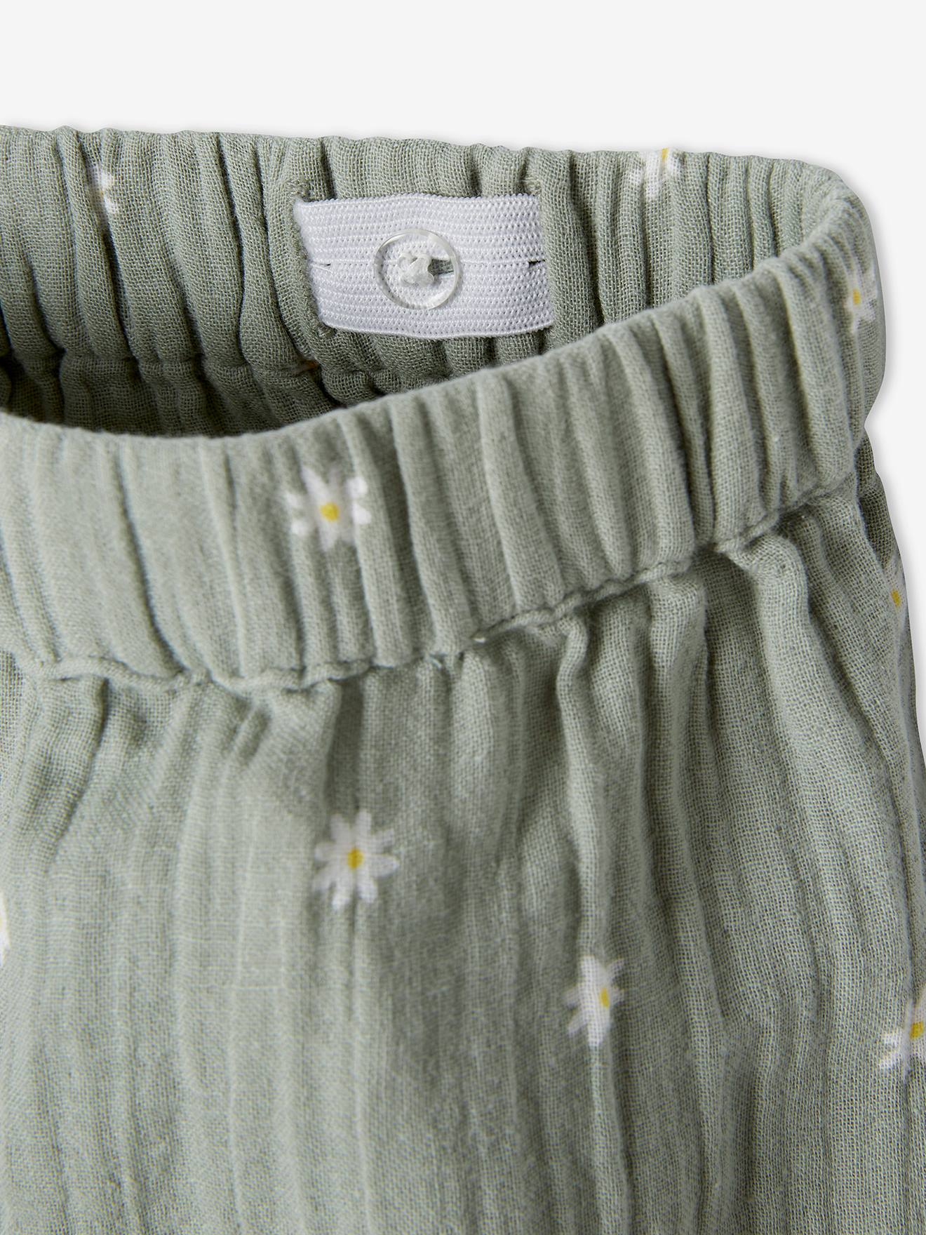 Jupe imprimée en gaze de coton fille vert imprimé