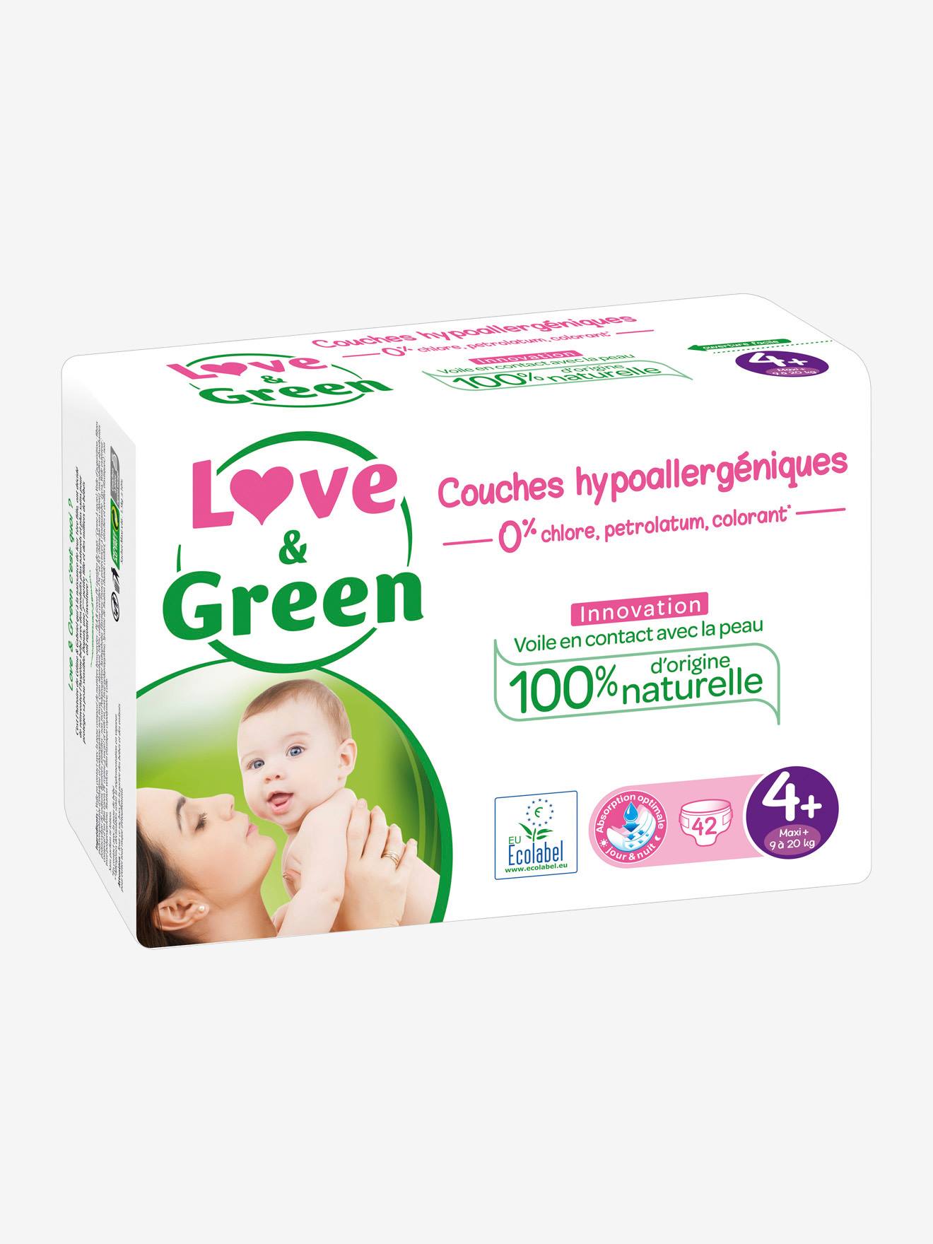 Couches hypoallergéniques T4+ x 42 LOVE & GREEN blanc