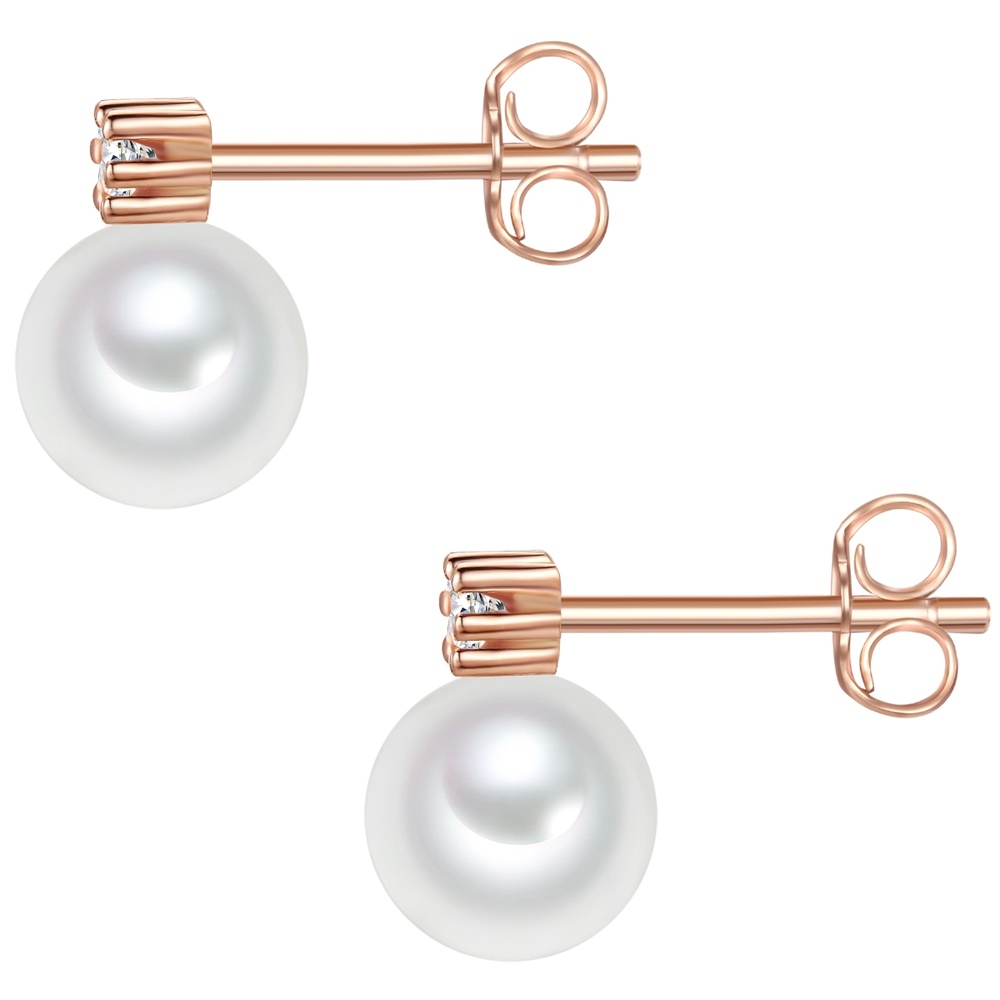 Valero Pearls Boucles doreilles Argent sterling Oxyde de zirconium (CZ) Perle de culture d'eau  Boucles d'oreilles