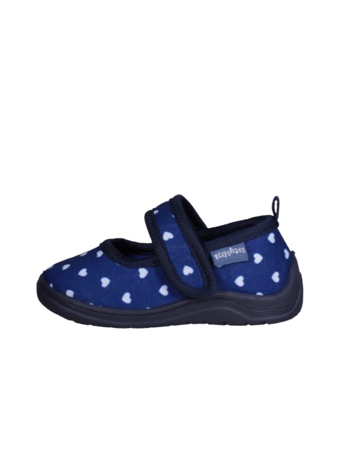 Playshoes Hausschuh Herzchen in Marine günstig kaufen