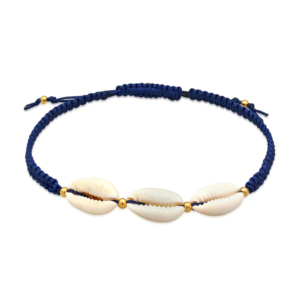 Elli Elli Bracelet de Cheville Femmes Kauri Shell Ocean Nylon Summer Ajustable en arge Bijoux