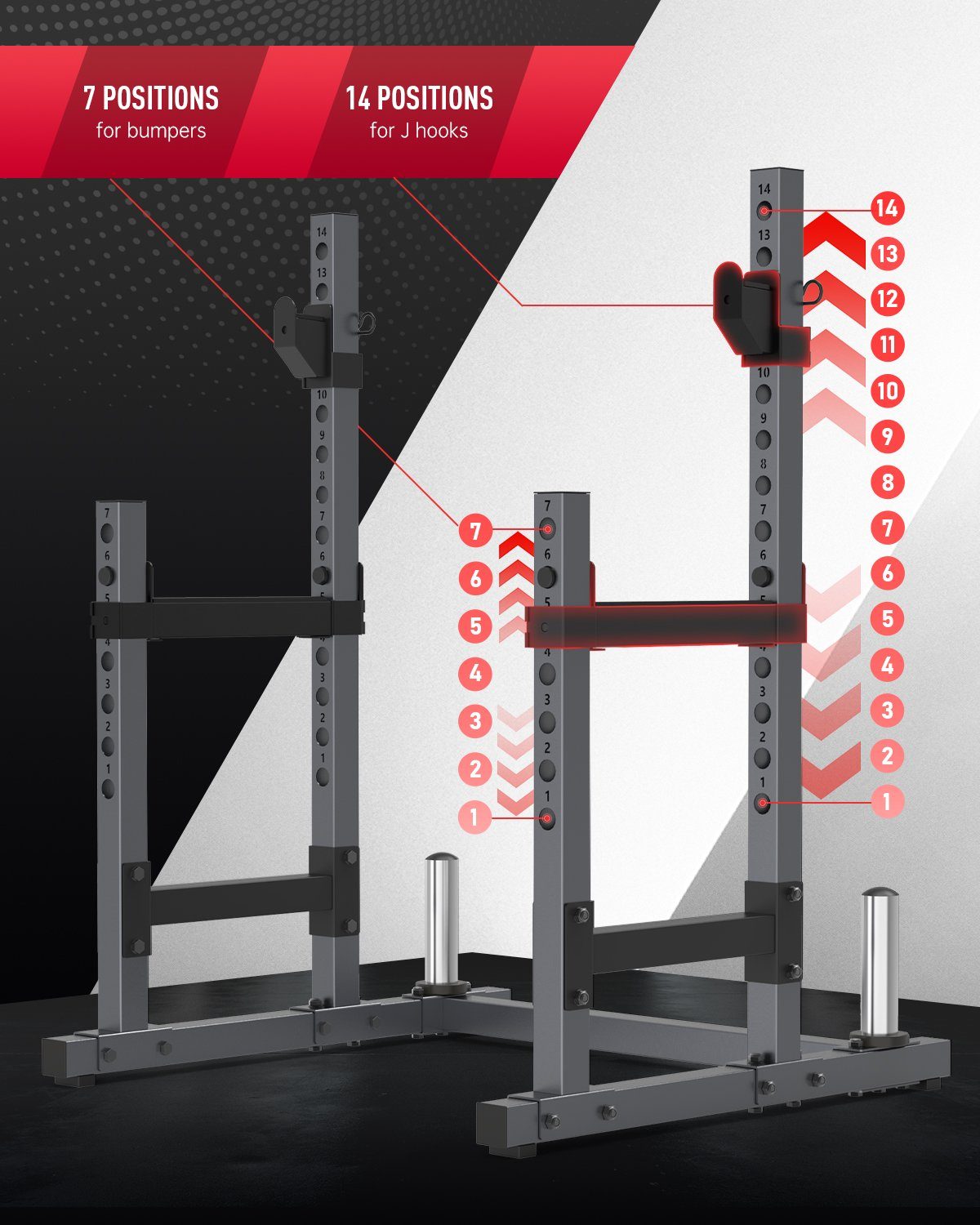 PASYOU Squat Rack SR30, Multi-Funktionales Barbell Rack, Höhenverstellbare Langhantelablage