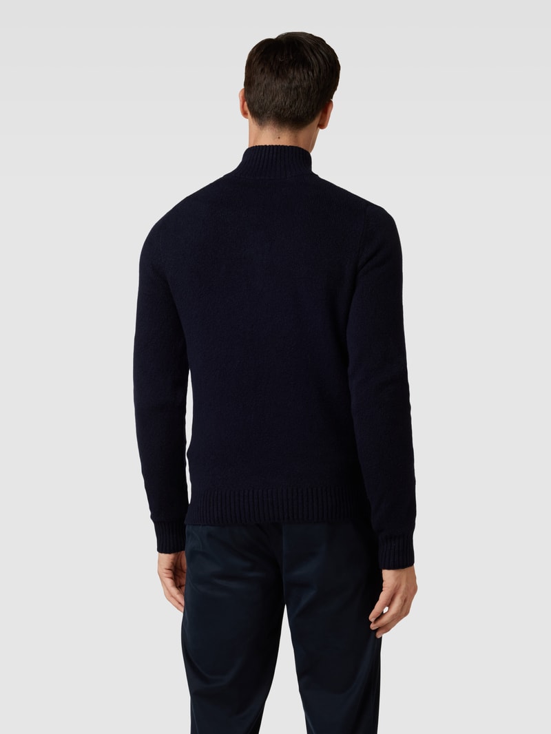 Strickpullover mit Troyer-Kragen Modell 'Luca' in dunkelblau