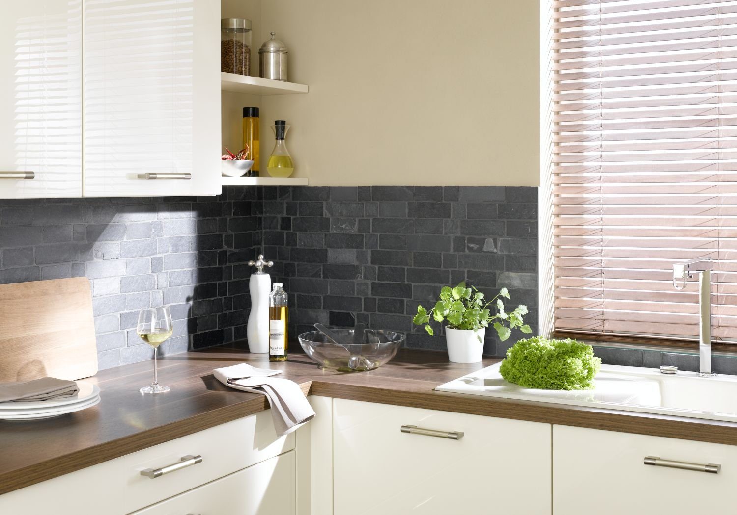 Mosani Mosaikfliesen Schiefer Mosaik Fliese Naturstein Brick anthrazit Black Jack Küche