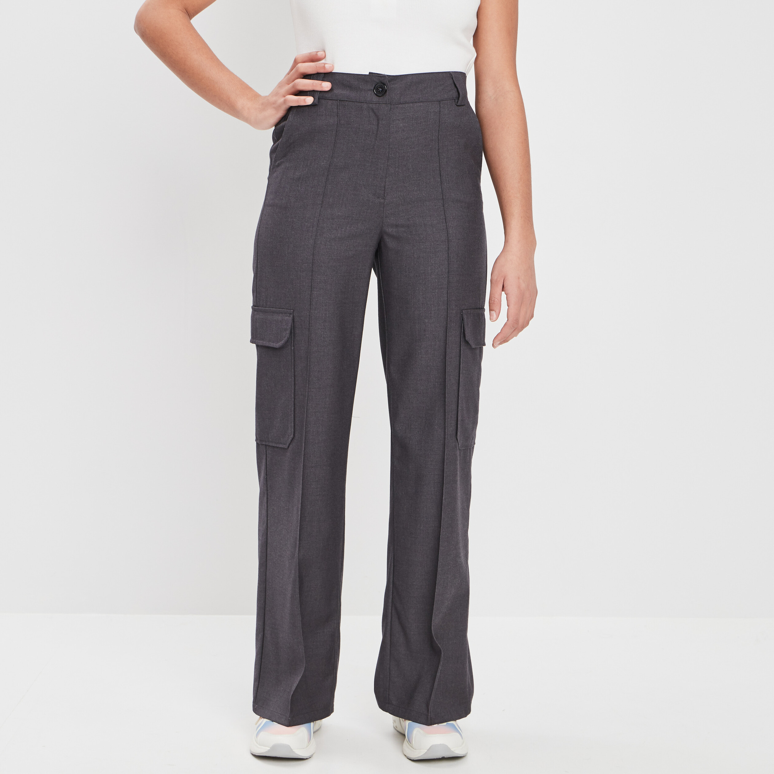 Pantalon battle large gris foncé femme | La Halle