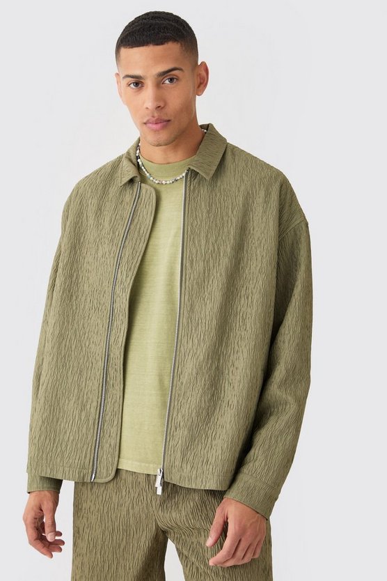 Smarte strukturierte Satin Harrington-Jacke