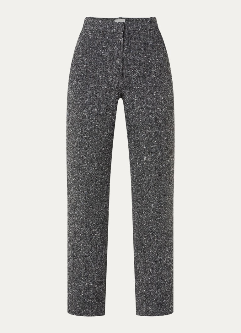 Calças de tweed Claudie Pierlot Pilia de cintura alta e corte amplo com bolsos laterais.