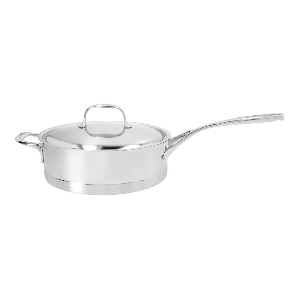 Stieltopf mit Deckel, niedrig 24 cm, 18/10 Edelstahl