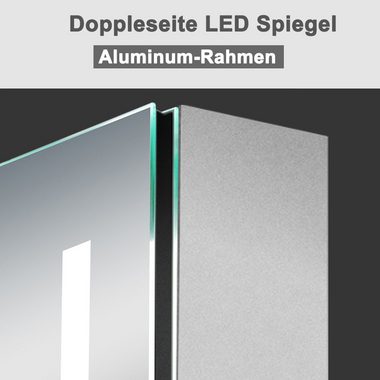 duschspa Badezimmerspiegelschrank 45-80 cm LED Spiegelschrank Touch Schalter, Beschlagfrei, Kaltweiß Rasiersteckdose, Aluminium