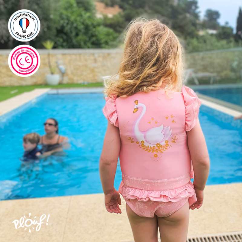 Maillot de bain flottant : Fleurette Rose poudré