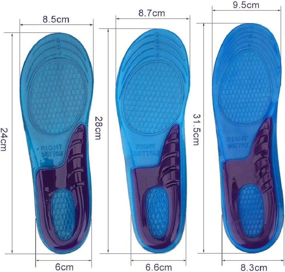 COOL-i ® Einlegesohlen, Gel Sport Fersensporn Orthopädische Schuh Einlage Größe 33 bis 47